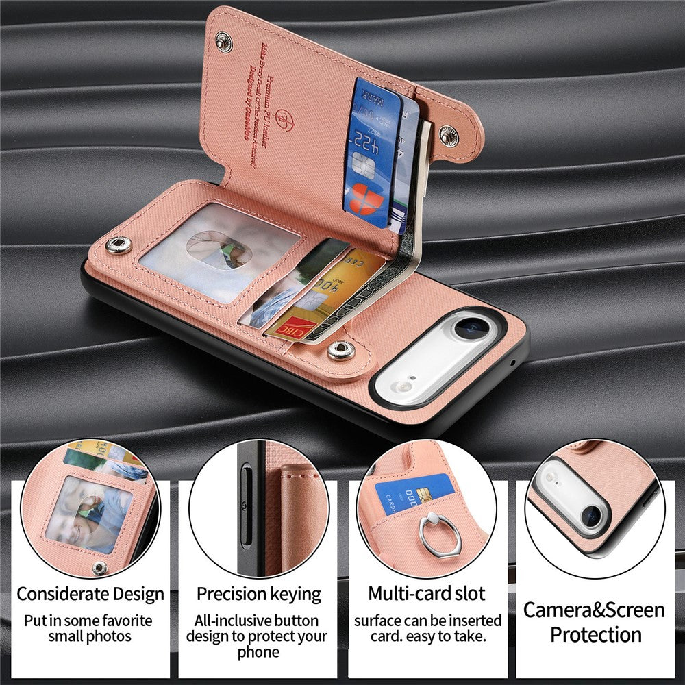 For iPhone Air Case with Card Holder Kickstand Leather + TPU + PC Phone Cover