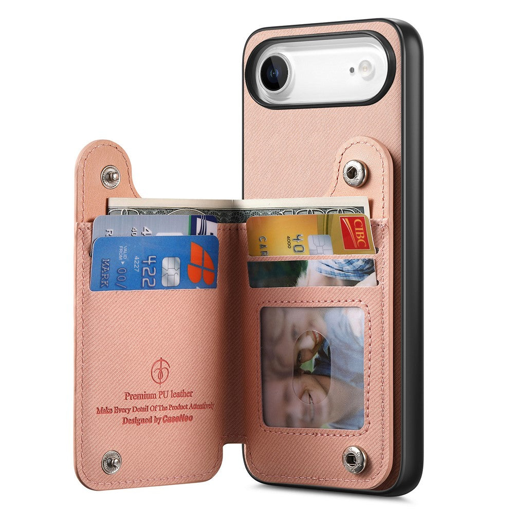 For iPhone Air Case with Card Holder Kickstand Leather + TPU + PC Phone Cover