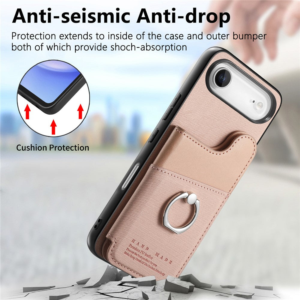 For iPhone Air Case with Card Holder Kickstand Leather + TPU + PC Phone Cover