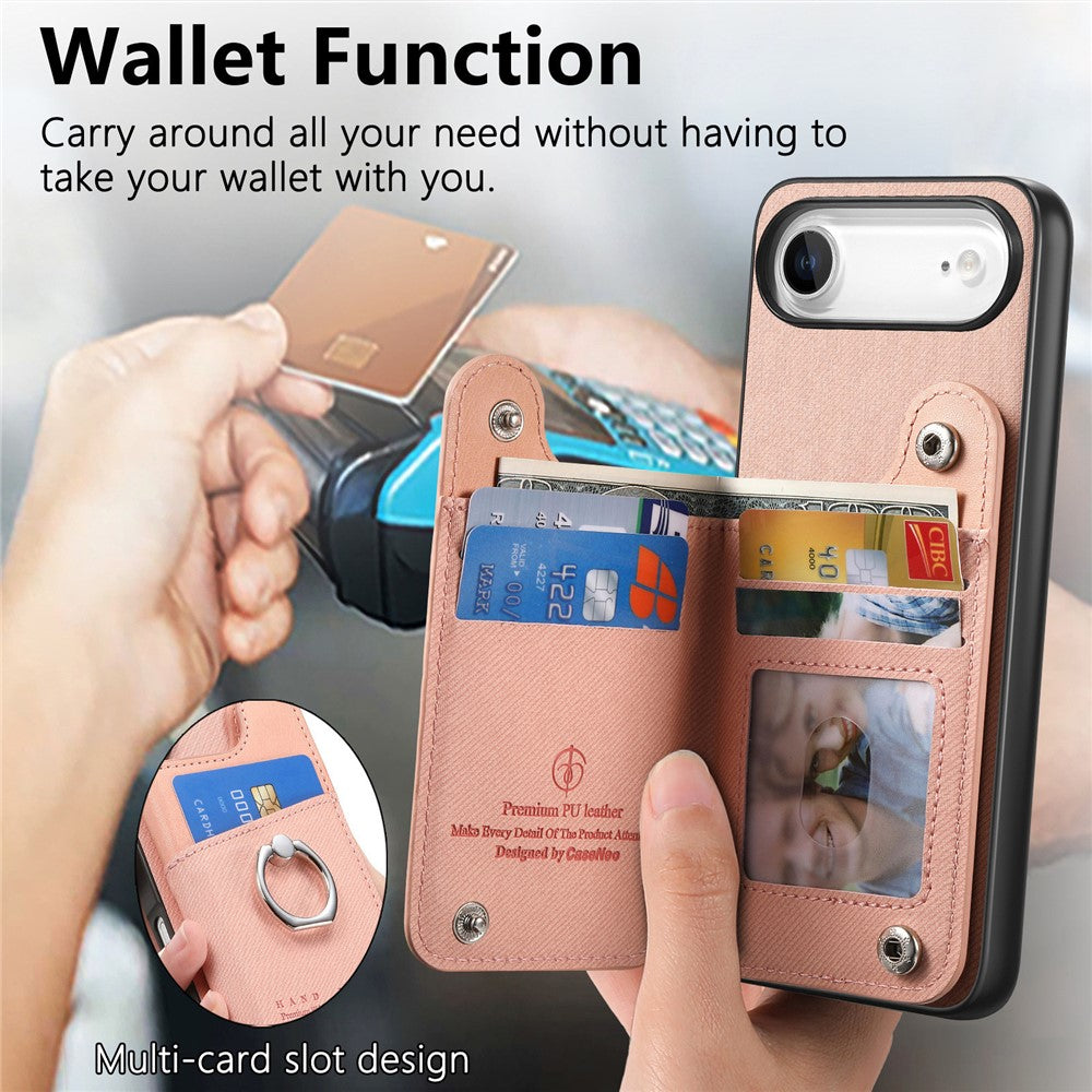 For iPhone Air Case with Card Holder Kickstand Leather + TPU + PC Phone Cover