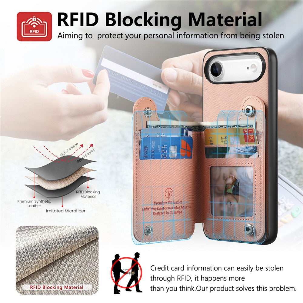 For iPhone Air Case with Card Holder Kickstand Leather + TPU + PC Phone Cover