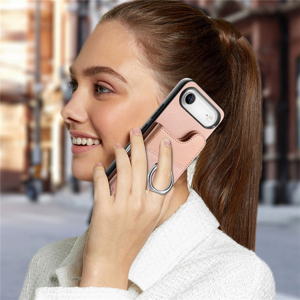 For iPhone Air Case with Card Holder Kickstand Leather + TPU + PC Phone Cover