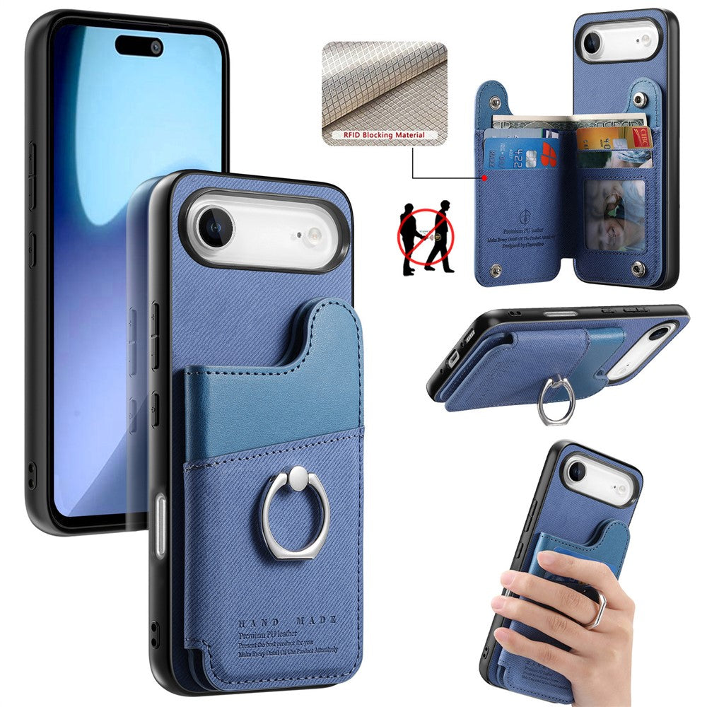 For iPhone Air Case with Card Holder Kickstand Leather + TPU + PC Phone Cover