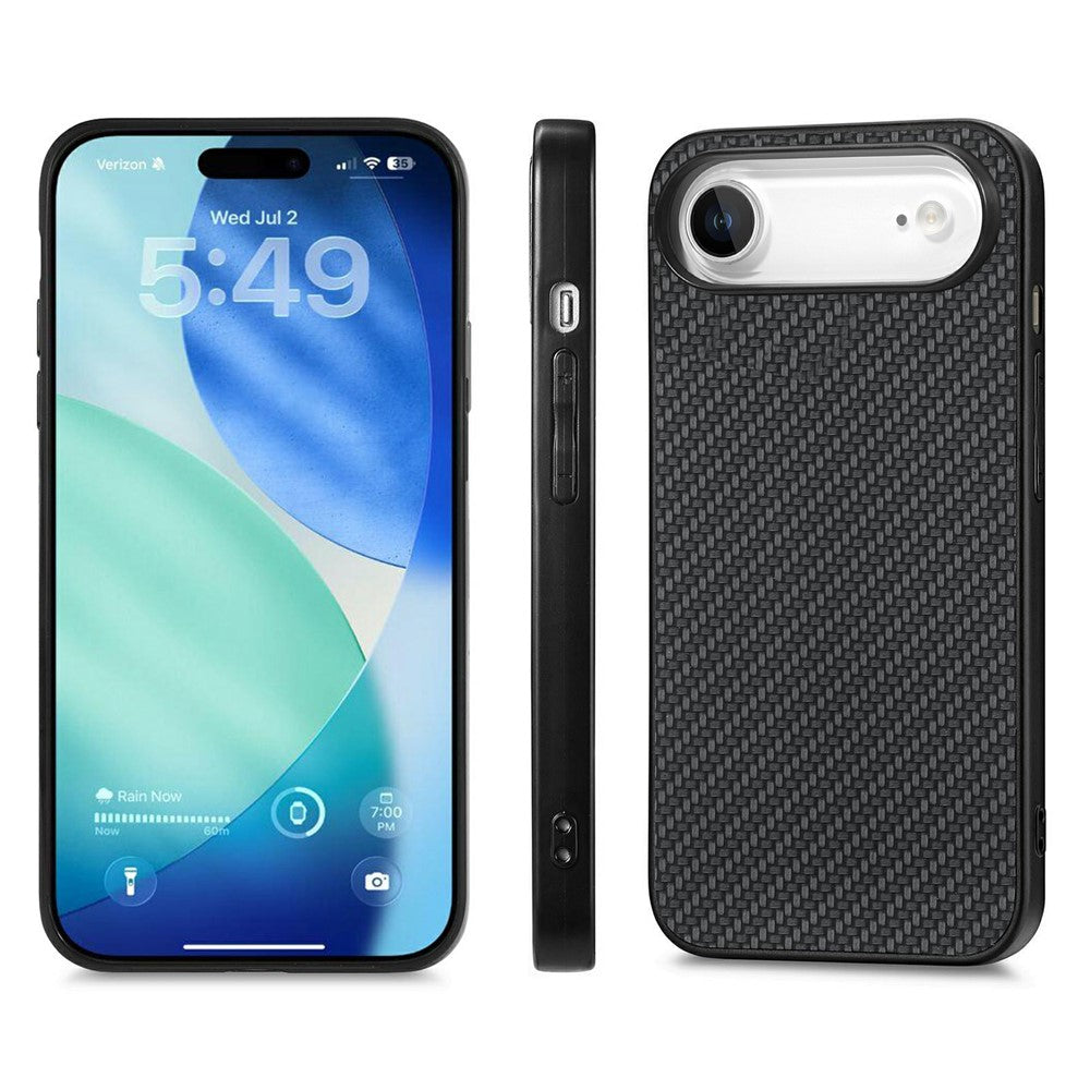 For iPhone Air Case Carbon Fiber Texture PU Leather + PC + TPU Phone Cover