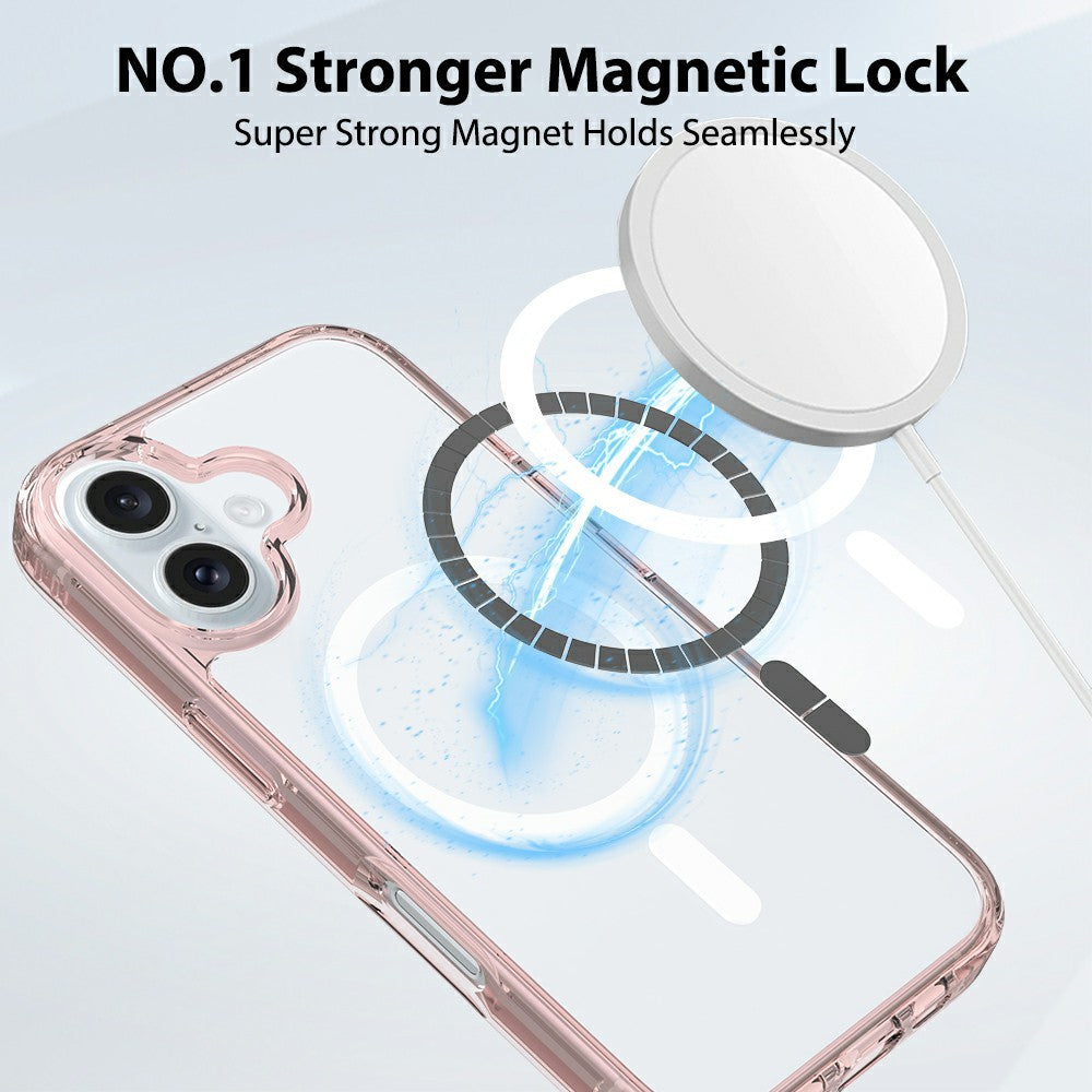 For iPhone 16 Case Compatible with MagSafe PC + TPU Clear Phone Cover with Tempered Glass Screen Protector