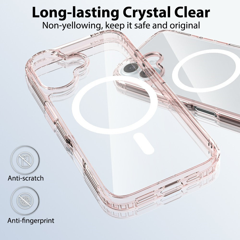 For iPhone 16 Case Compatible with MagSafe PC + TPU Clear Phone Cover with Tempered Glass Screen Protector