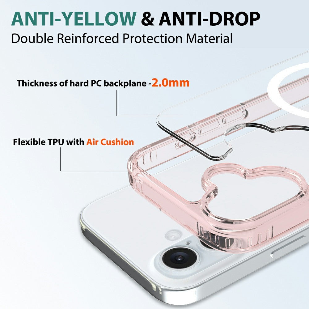 For iPhone 16 Case Compatible with MagSafe PC + TPU Clear Phone Cover with Tempered Glass Screen Protector