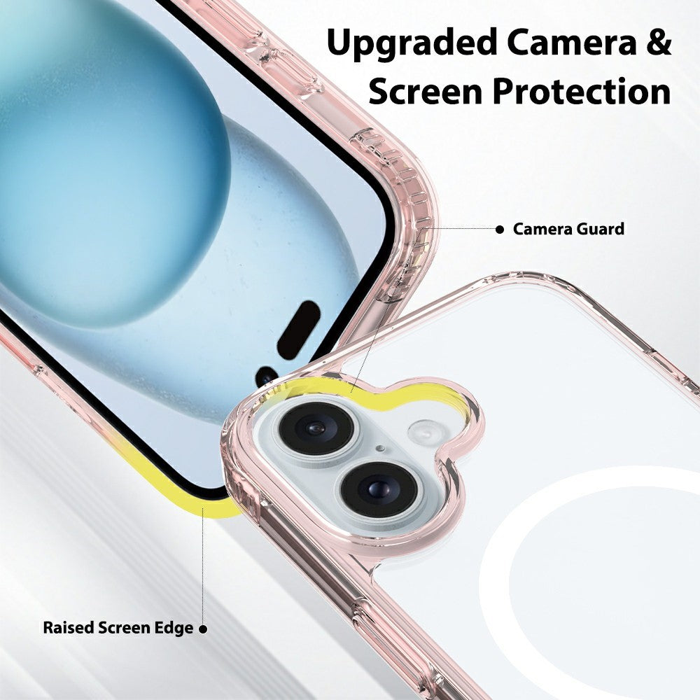 For iPhone 16 Case Compatible with MagSafe PC + TPU Clear Phone Cover with Tempered Glass Screen Protector