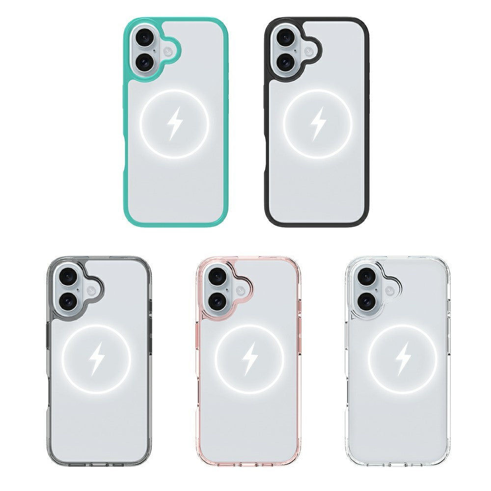 For iPhone 16 Case Compatible with MagSafe PC + TPU Clear Phone Cover with Tempered Glass Screen Protector