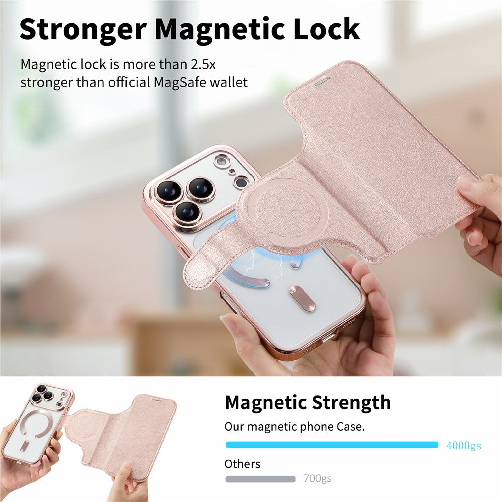 For iPhone 17 Pro Max Case Compatible with MagSafe Detachable Leather Phone Cover with Lens Film