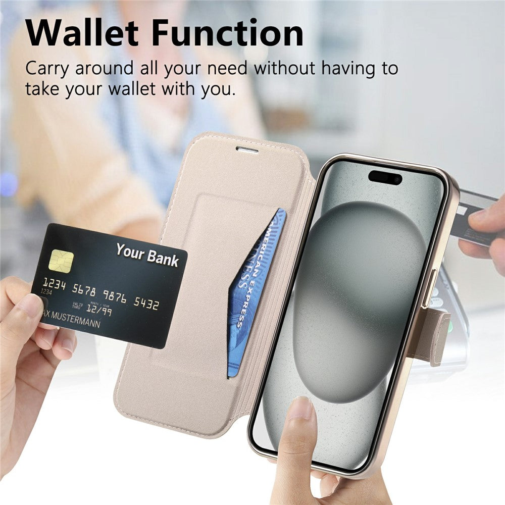 For iPhone 17 Pro Case Compatible with MagSafe Detachable Leather Phone Cover with Lens Film