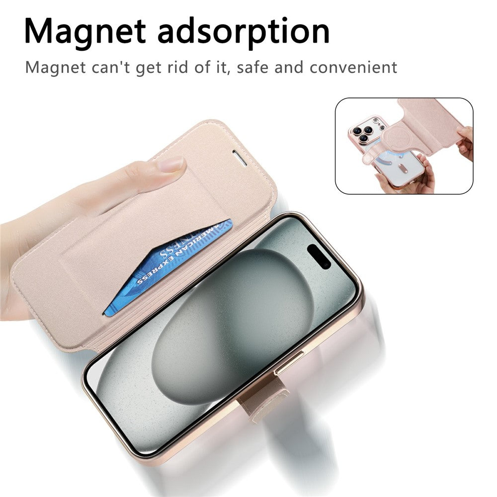 For iPhone 17 Pro Case Compatible with MagSafe Detachable Leather Phone Cover with Lens Film
