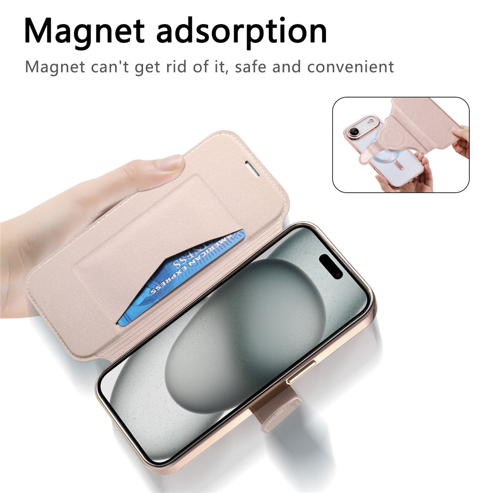 For iPhone Air Case Compatible with MagSafe Detachable Leather Phone Cover with Lens Film