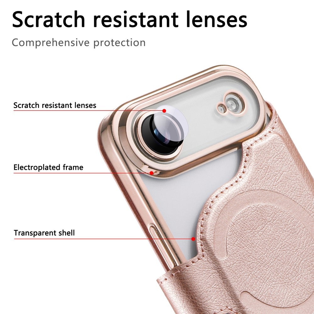 For iPhone Air Case Compatible with MagSafe Detachable Leather Phone Cover with Lens Film