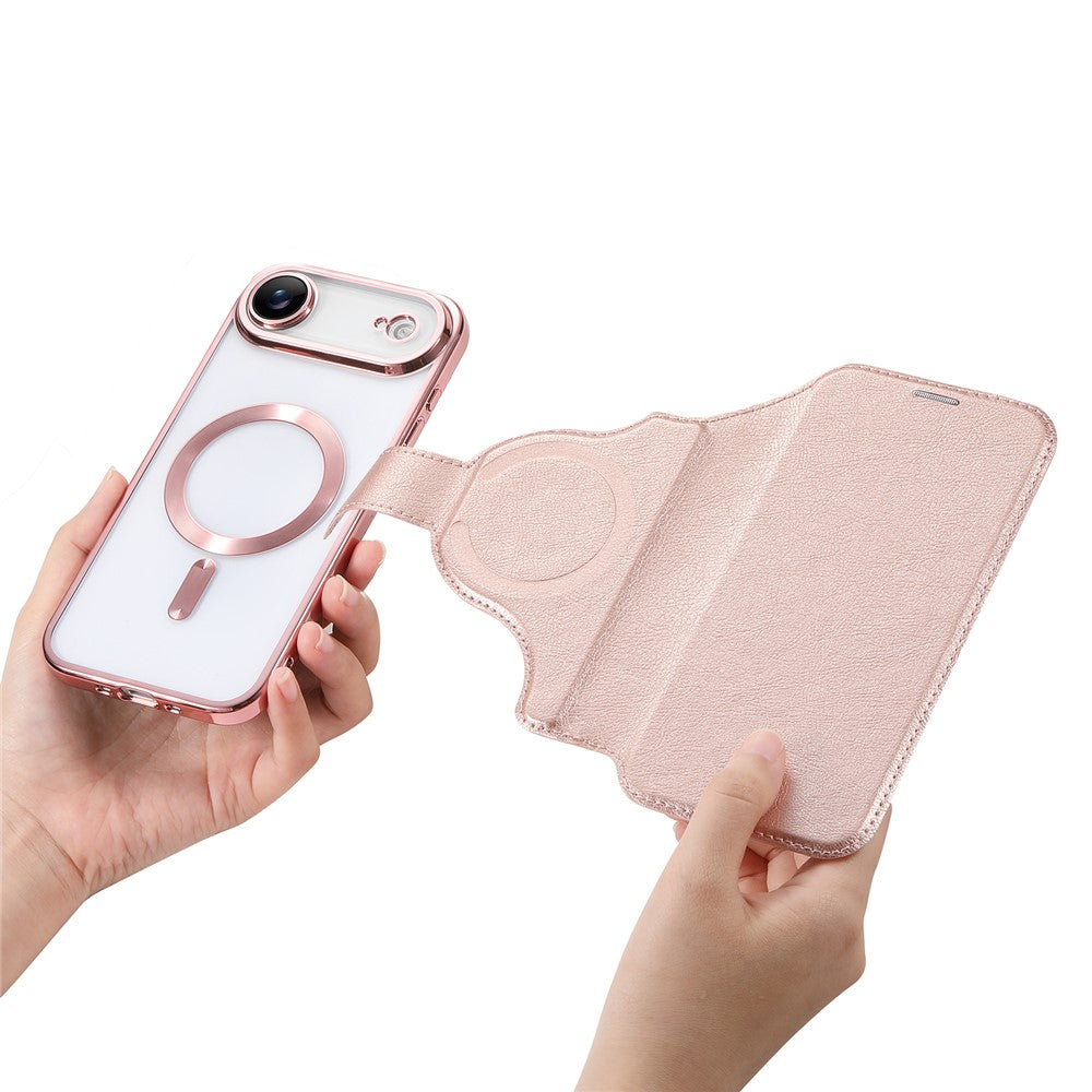 For iPhone Air Case Compatible with MagSafe Detachable Leather Phone Cover with Lens Film