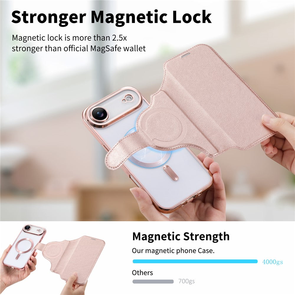 For iPhone Air Case Compatible with MagSafe Detachable Leather Phone Cover with Lens Film