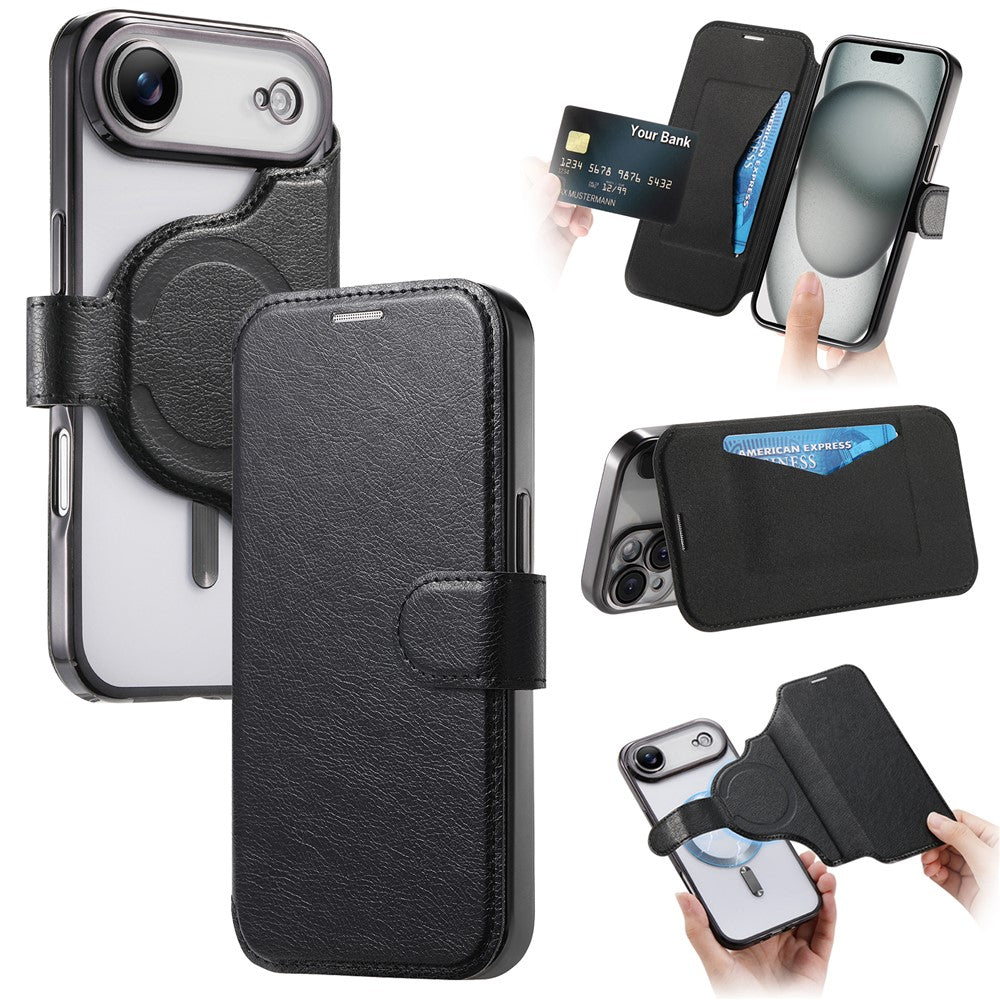 Étui pour iPhone Air compatible MagSafe, coque en cuir détachable avec film de protection pour objectif