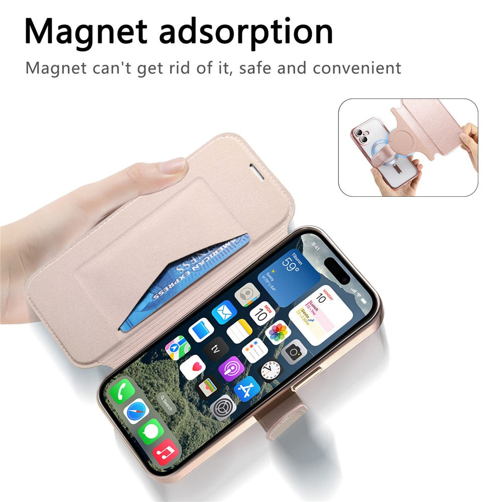 For iPhone 17 Case Compatible with MagSafe Detachable Leather Phone Cover with Lens Film