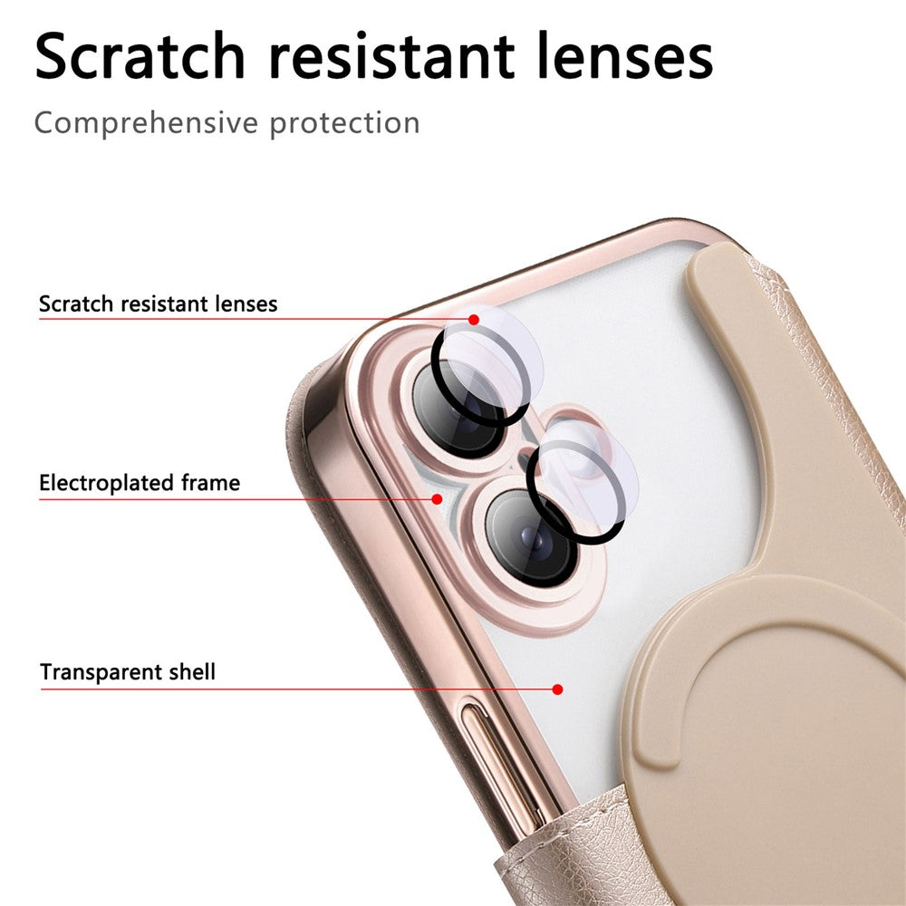 For iPhone 17 Case Compatible with MagSafe Detachable Leather Phone Cover with Lens Film