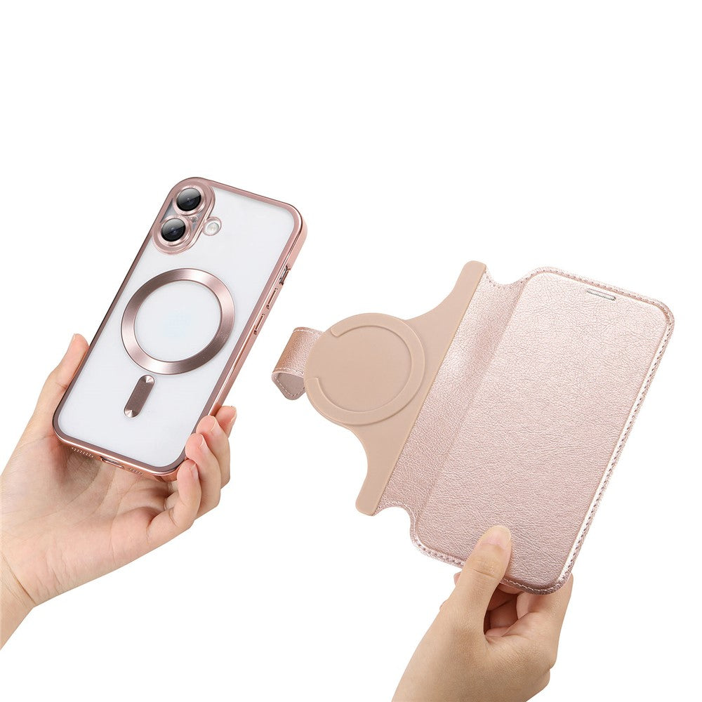 For iPhone 17 Case Compatible with MagSafe Detachable Leather Phone Cover with Lens Film