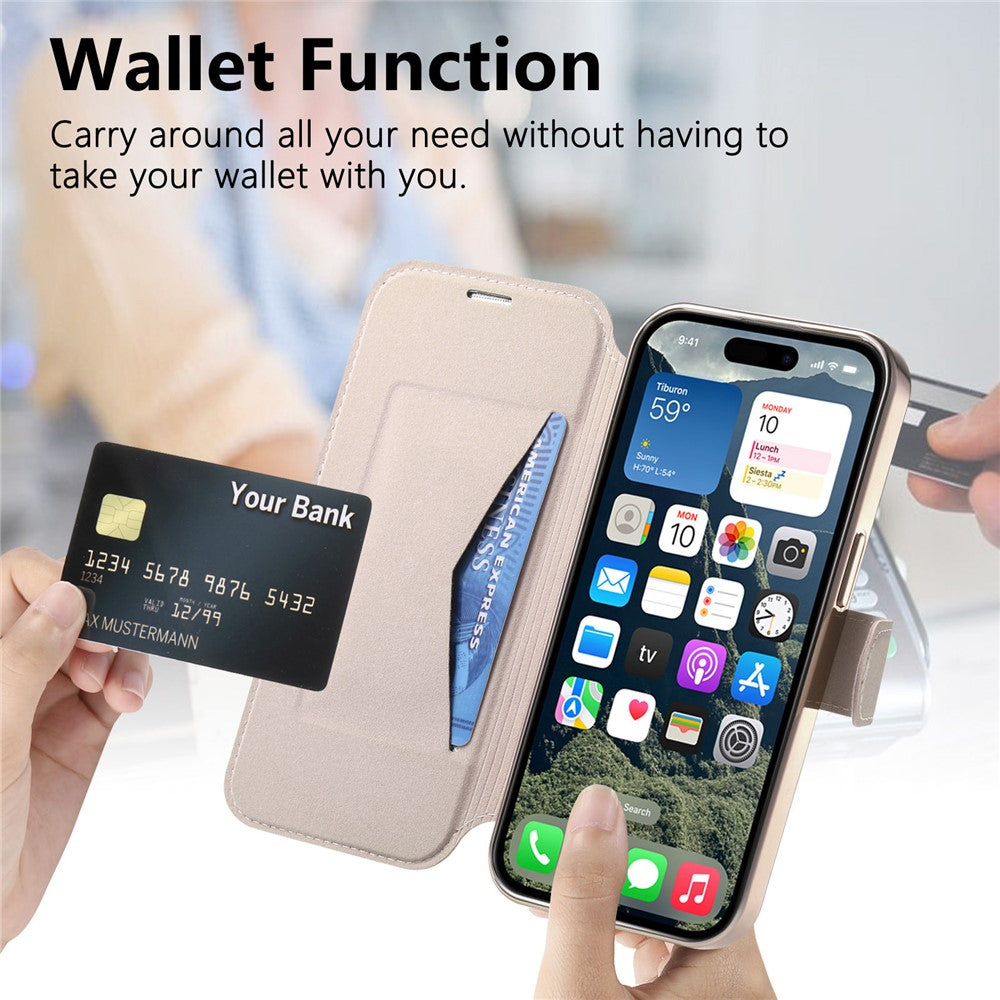 For iPhone 17 Case Compatible with MagSafe Detachable Leather Phone Cover with Lens Film