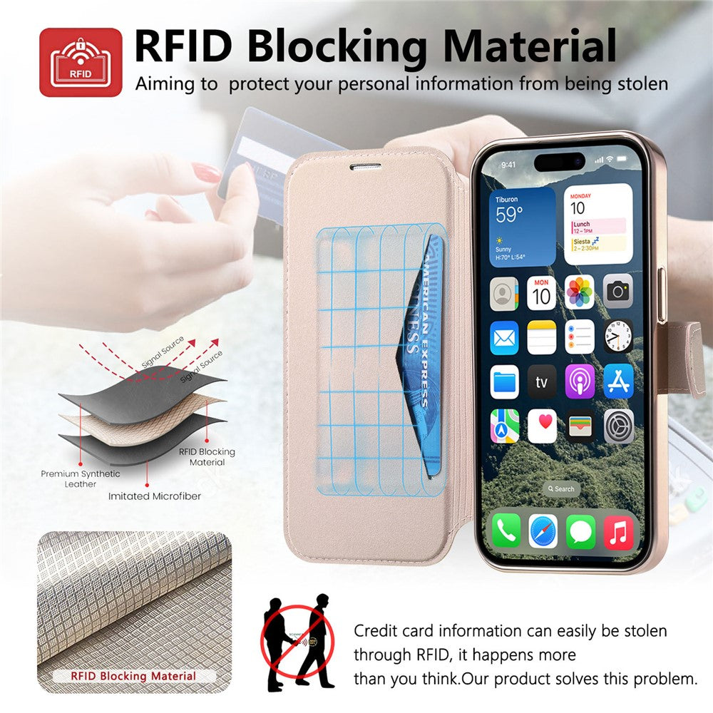 For iPhone 17 Case Compatible with MagSafe Detachable Leather Phone Cover with Lens Film