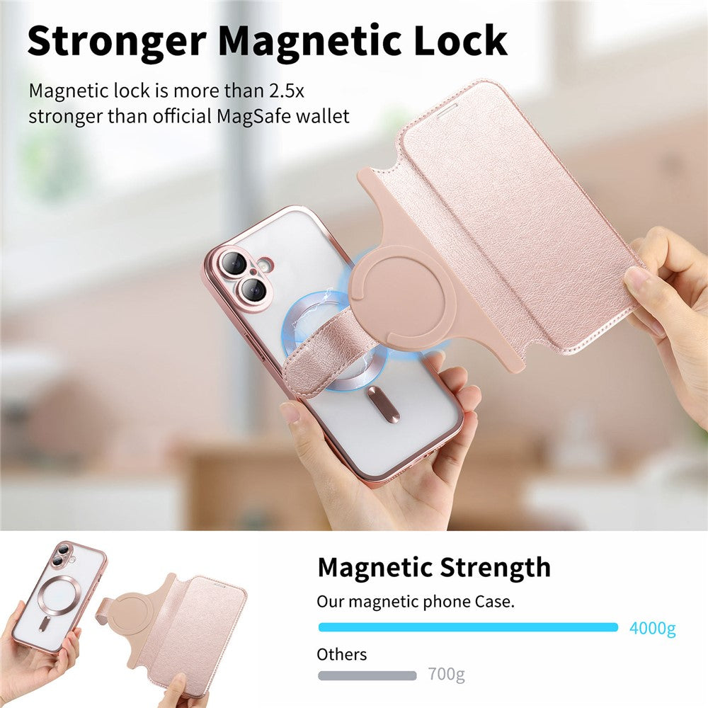 For iPhone 17 Case Compatible with MagSafe Detachable Leather Phone Cover with Lens Film