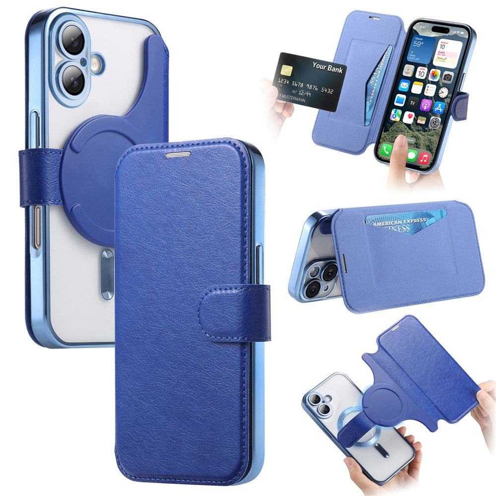For iPhone 17 Case Compatible with MagSafe Detachable Leather Phone Cover with Lens Film