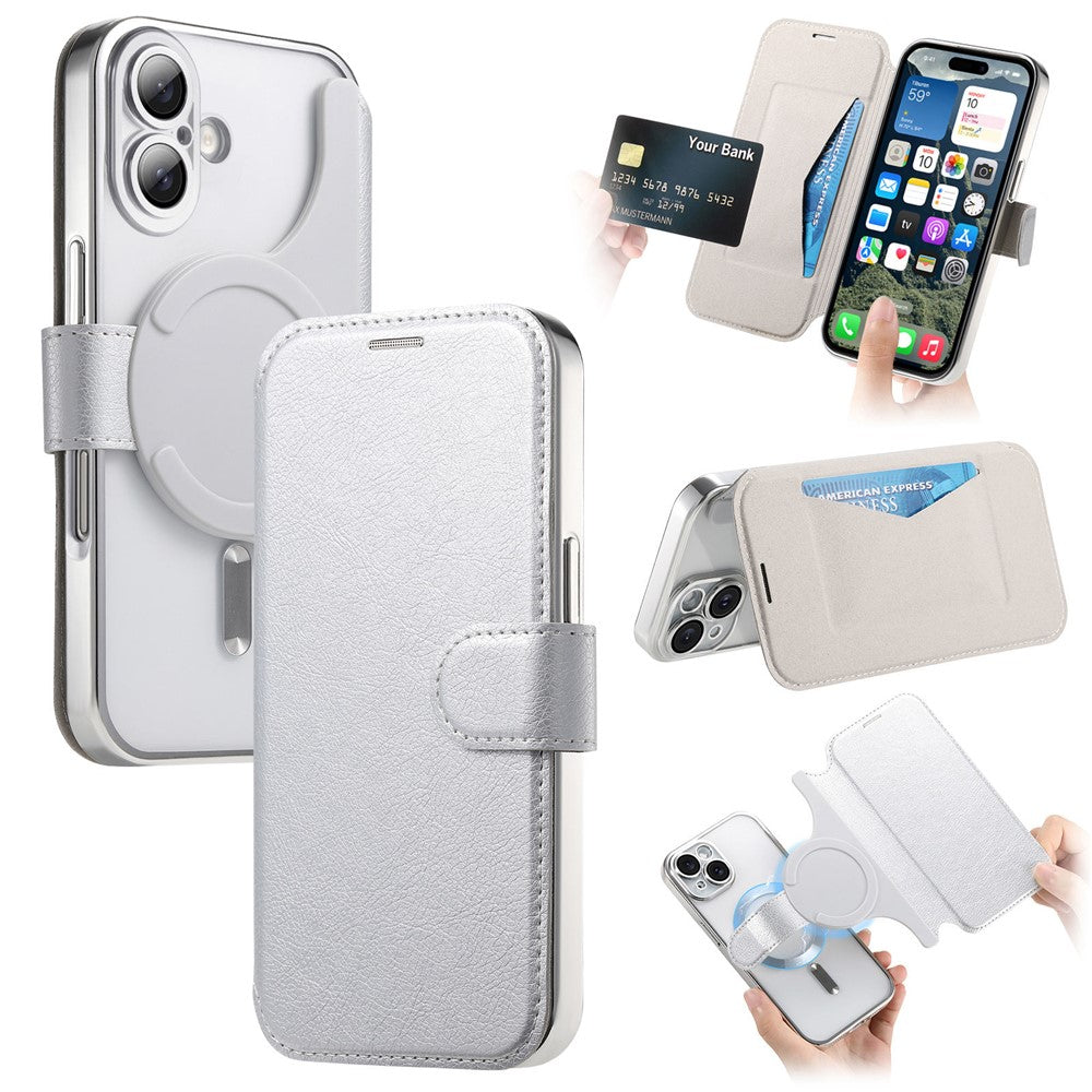 For iPhone 17 Case Compatible with MagSafe Detachable Leather Phone Cover with Lens Film