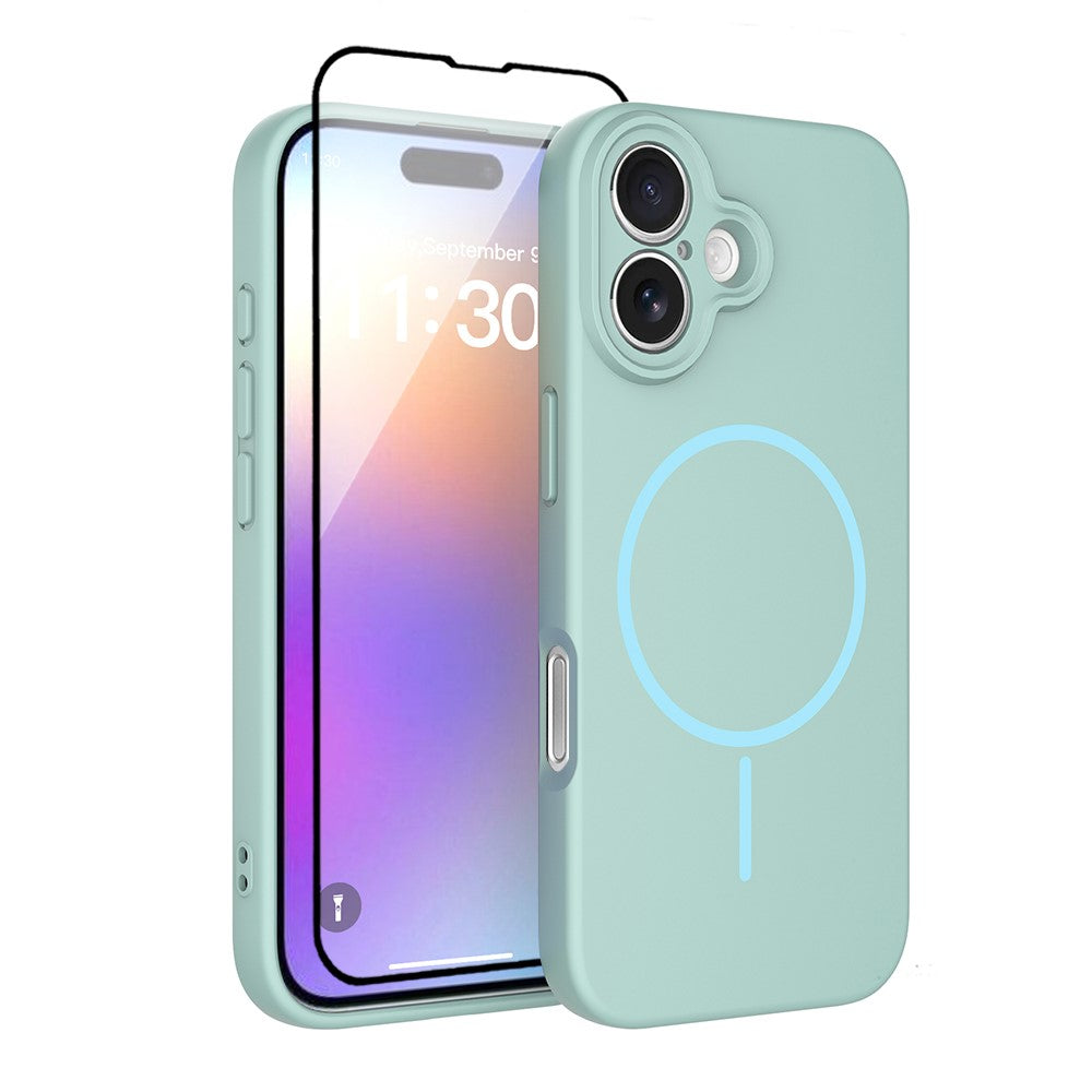 Coque magnétique pour iPhone 17 en PC et TPU avec film de protection d'écran en verre trempé