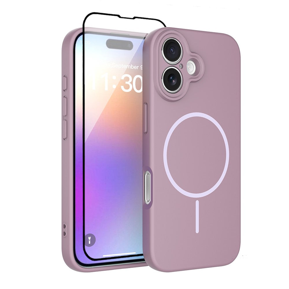 Coque magnétique pour iPhone 17 en PC et TPU avec film de protection d'écran en verre trempé