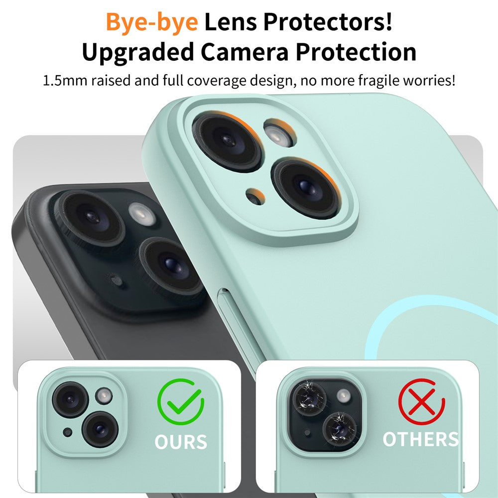 For iPhone 15 Plus Magnetic Case PC + TPU Phone Cover with Tempered Glass Screen Film