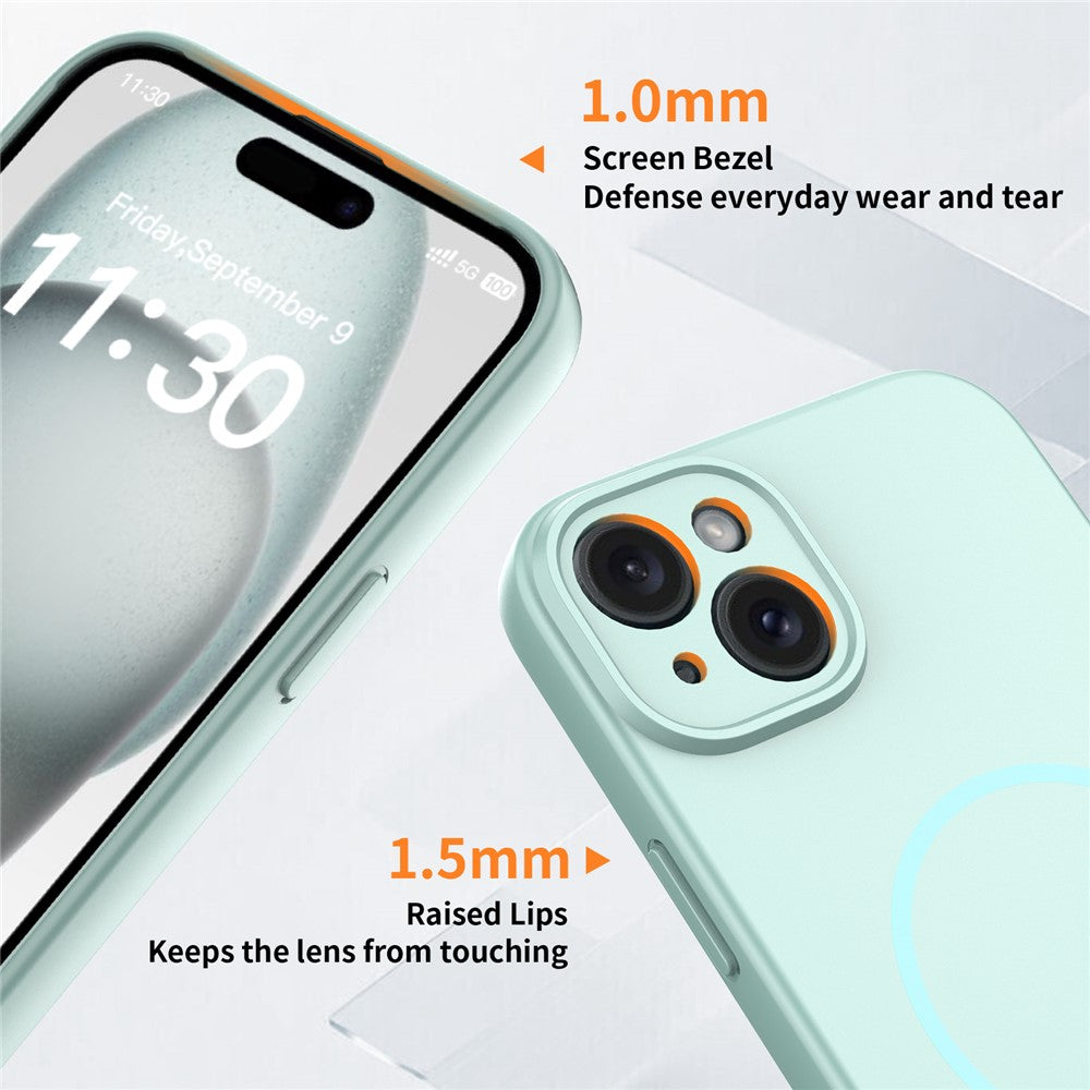 For iPhone 15 Plus Magnetic Case PC + TPU Phone Cover with Tempered Glass Screen Film