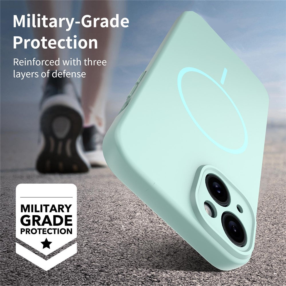 For iPhone 15 Plus Magnetic Case PC + TPU Phone Cover with Tempered Glass Screen Film