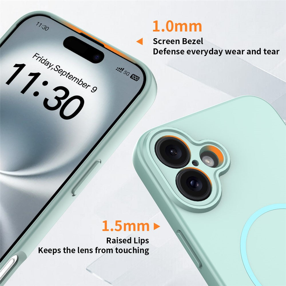 For iPhone 16 Plus Magnetic Case PC + TPU Phone Cover with Tempered Glass Screen Film