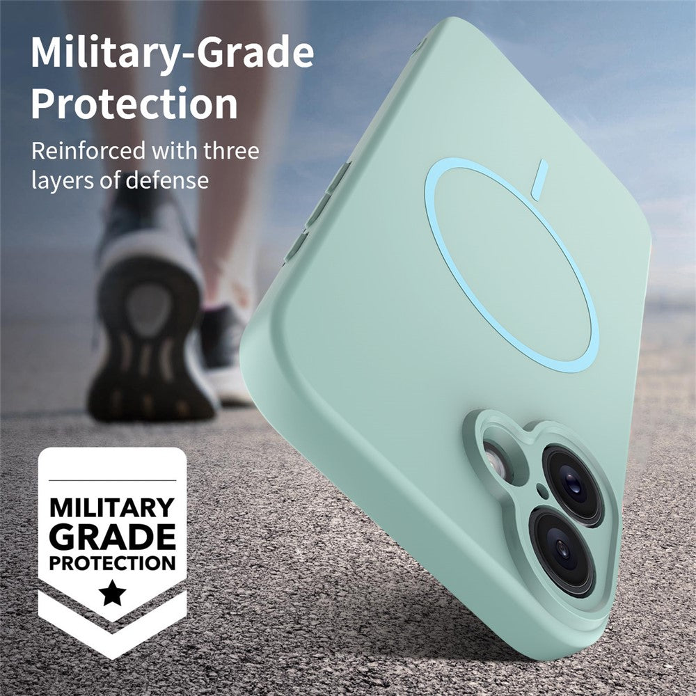 For iPhone 16 Plus Magnetic Case PC + TPU Phone Cover with Tempered Glass Screen Film