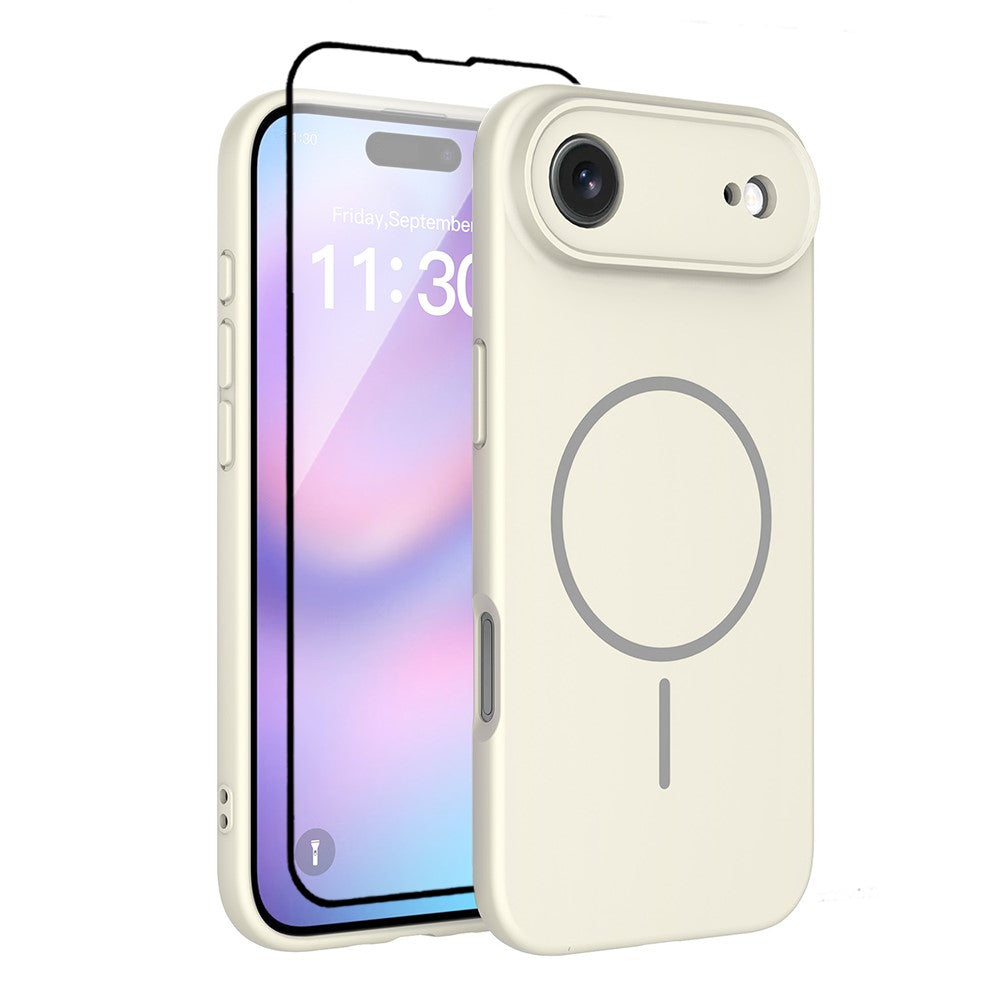 For iPhone Air Magnetic Case PC + TPU Phone Cover with Tempered Glass Screen Film