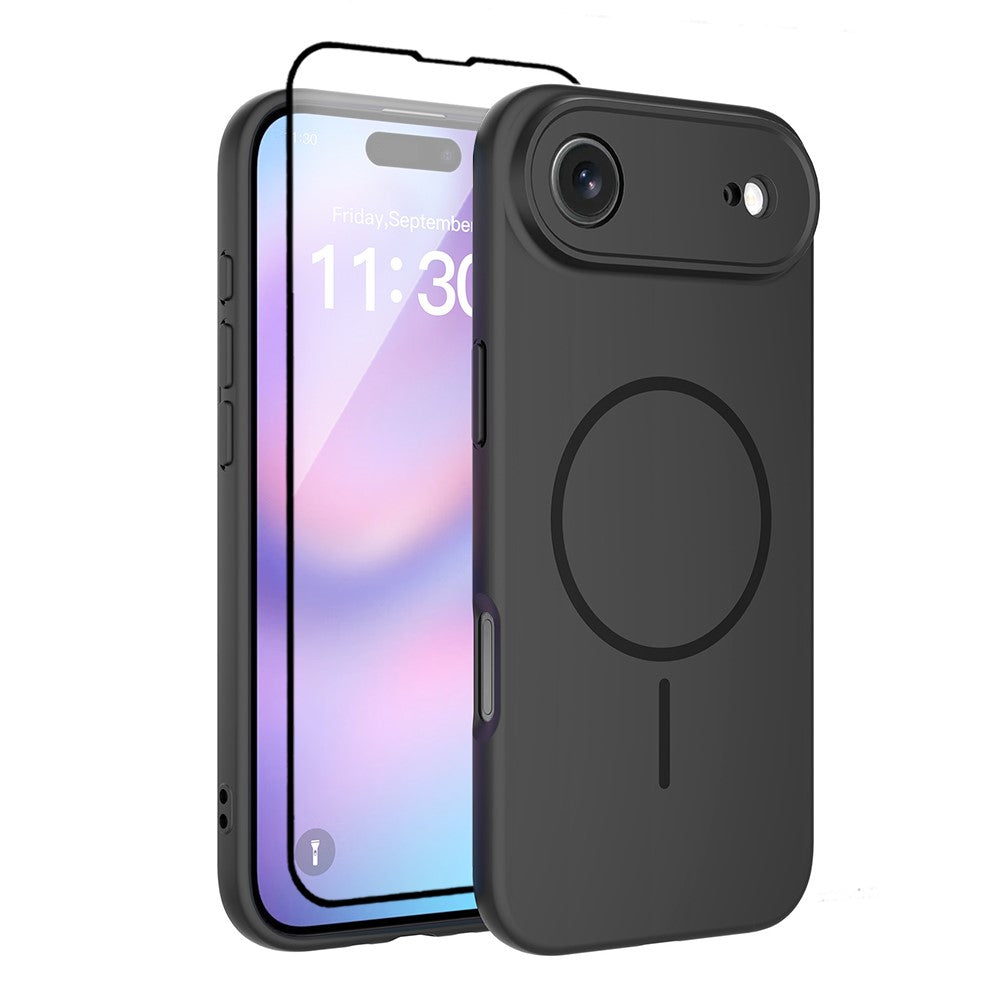 For iPhone Air Magnetic Case PC + TPU Phone Cover with Tempered Glass Screen Film