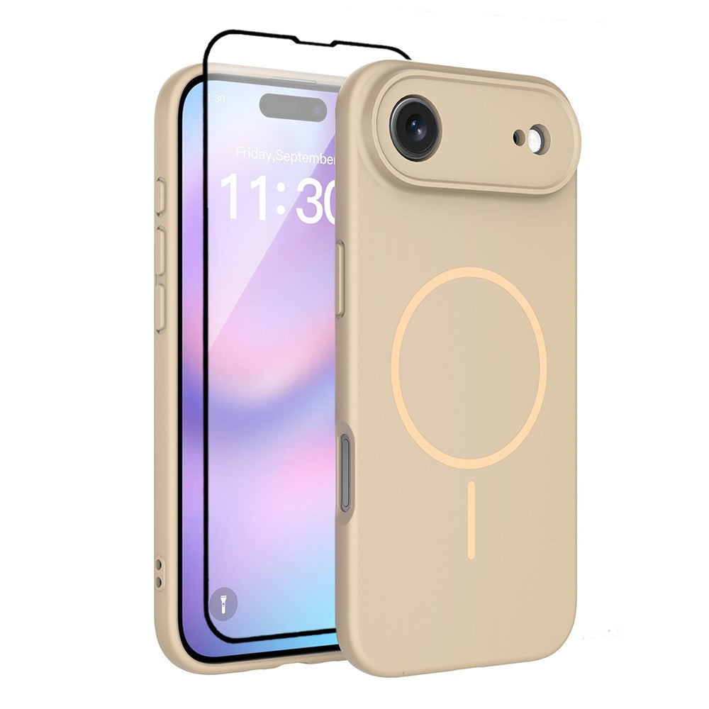 For iPhone Air Magnetic Case PC + TPU Phone Cover with Tempered Glass Screen Film