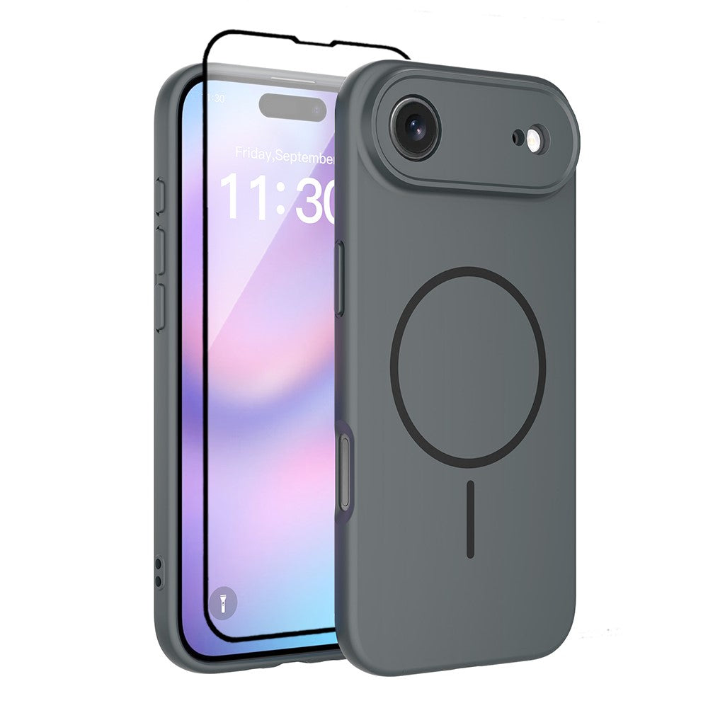 For iPhone Air Magnetic Case PC + TPU Phone Cover with Tempered Glass Screen Film