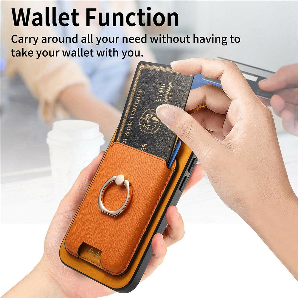 For iPhone 17 Pro Max Magnetic Case Detachable Card Bag Leather Back Cover with Kickstand