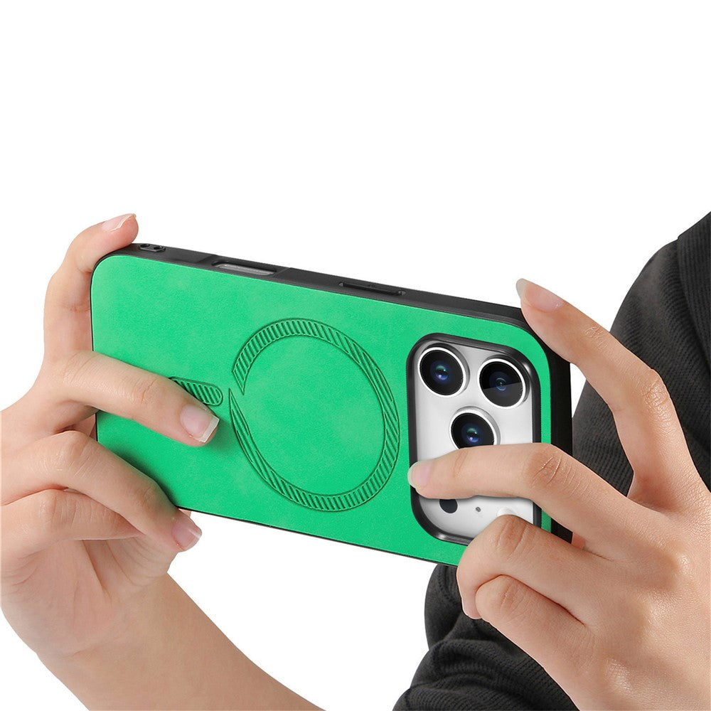 For iPhone 17 Pro Max Leather Back Case Compatible with MagSafe Skin-touch Phone Cover