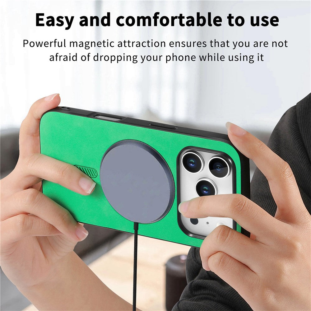 For iPhone 17 Pro Max Leather Back Case Compatible with MagSafe Skin-touch Phone Cover