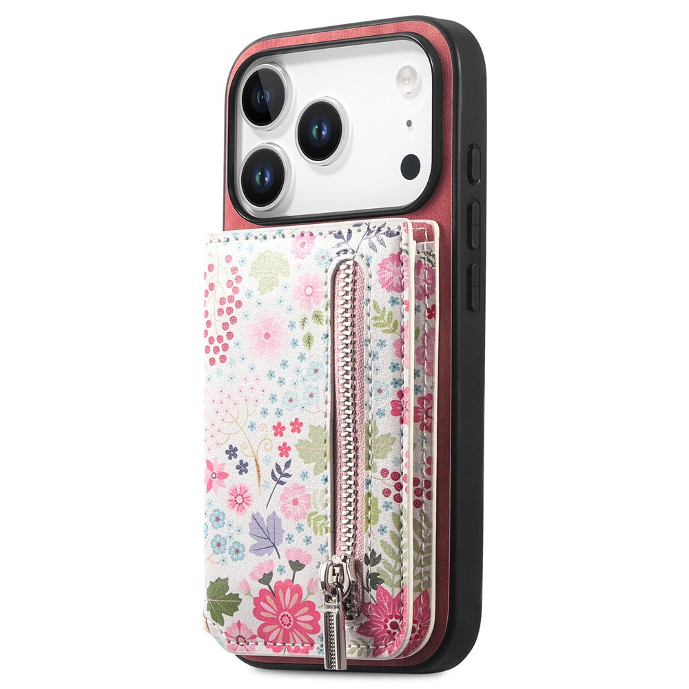 Étui en cuir pour iPhone 17 Pro avec protection RFID, fermeture éclair, porte-cartes et support intégré 