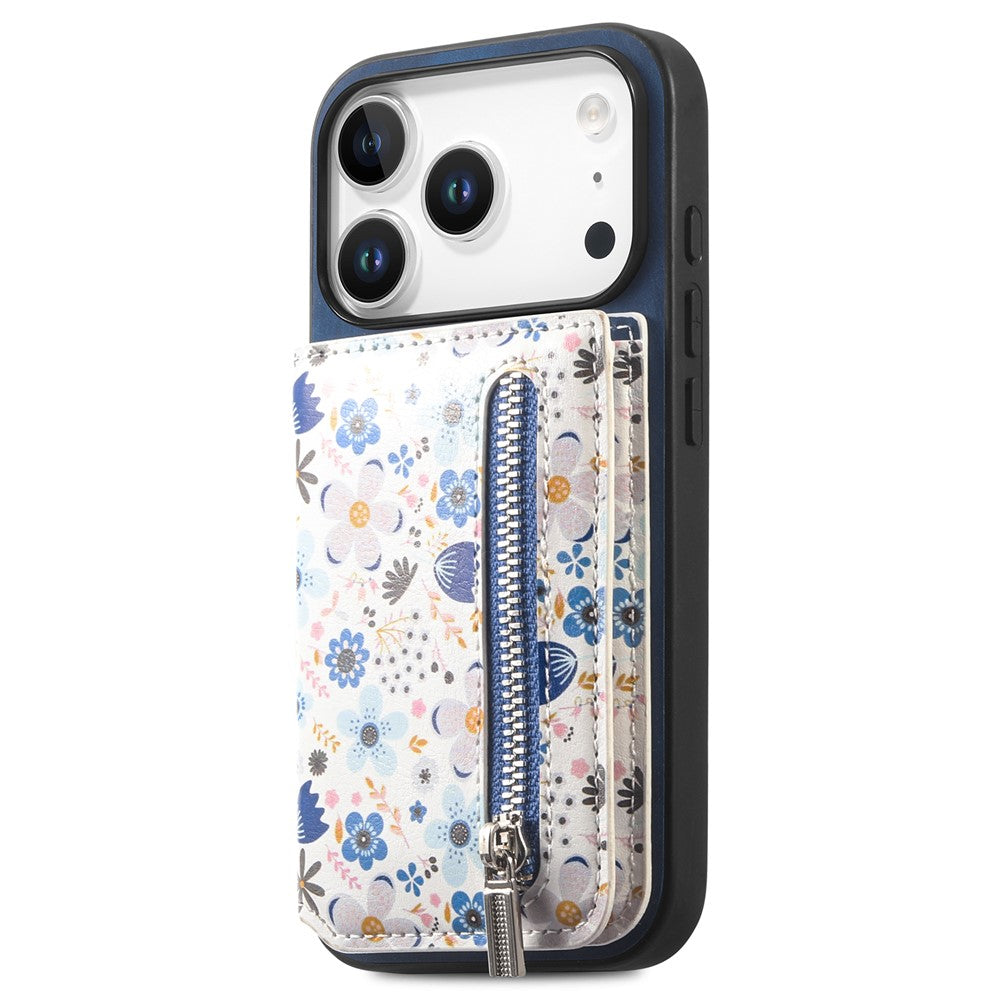 Étui en cuir pour iPhone 17 Pro avec protection RFID, fermeture éclair, porte-cartes et support intégré 