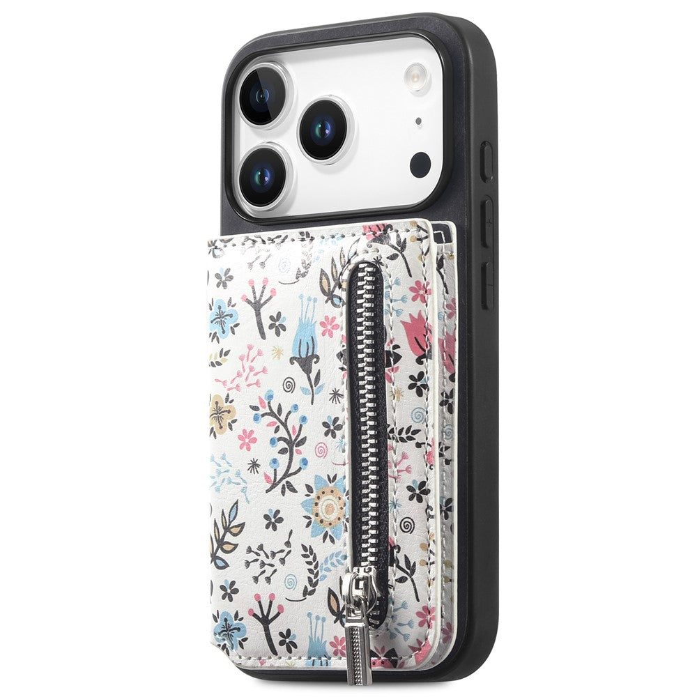 Étui en cuir pour iPhone 17 Pro avec protection RFID, fermeture éclair, porte-cartes et support intégré 