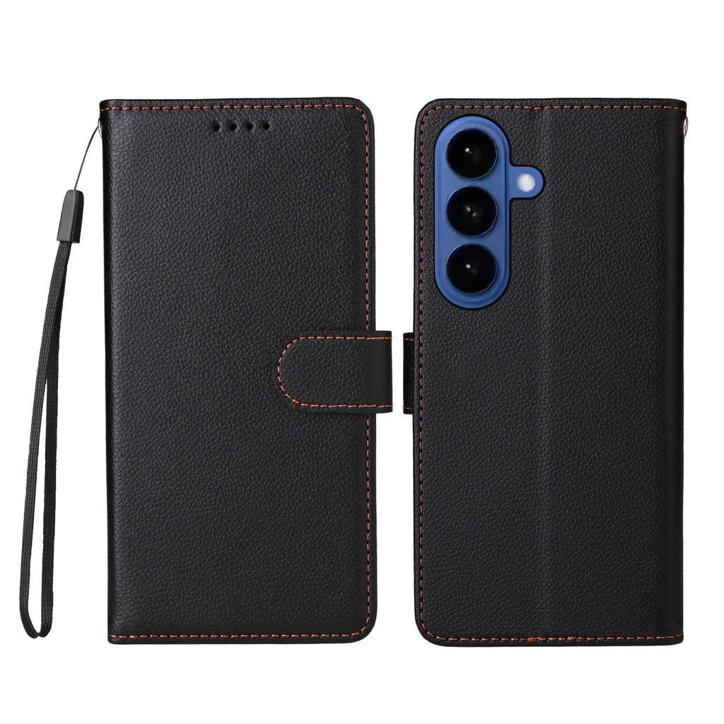 For Samsung Galaxy S26 / S26 Pro Case RFID Blocking 3 Card Slots PU Leather Phone Cover with Wrist Strap