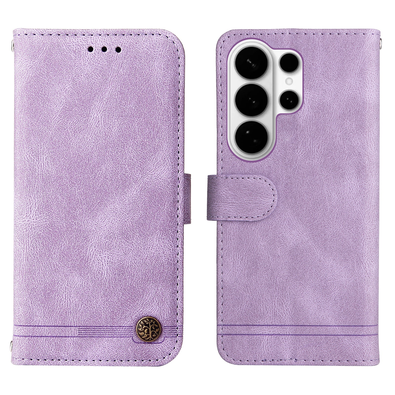 For Samsung Galaxy S26 Ultra Leather Wallet Cases Skin Touch Phone Cover Stand with Strap