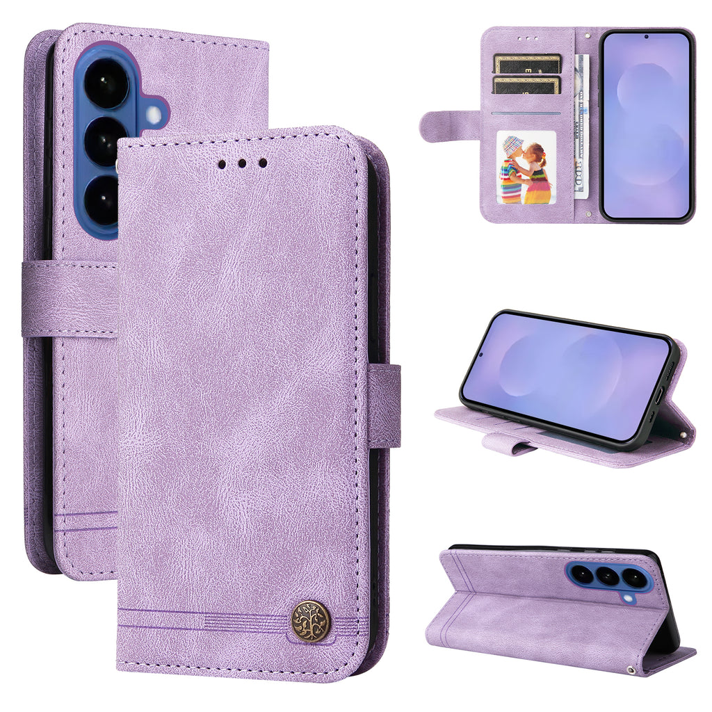 For Samsung Galaxy S26 / S26 Pro Leather Wallet Cases Skin Touch Phone Cover Stand with Strap