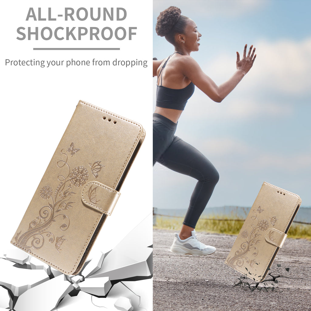 For Samsung Galaxy S26 Edge Leather Case Butterfly Floral Imprint Wallet Stand Cover